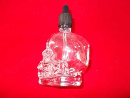 Totenkopfflasche 120ml mit gerader Glaspipette - klar