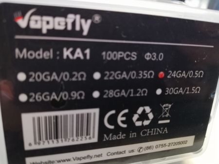 Vapefly 100 x Ka1 24 GA Prebuilt Coil 0,5 Ohm