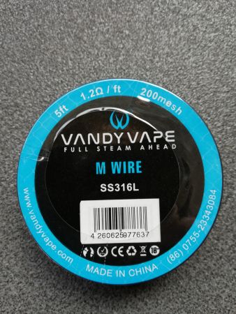 Vandy Vape Edelstahlsiebgewebe Rolle SS316L M200 1,2 Ohm / 0,30 Meter