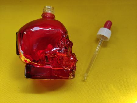 Totenkopfflasche rot 120ml mit gerader Glaspipette