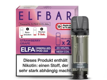 Elfbar Elfa Pod - 2 Stück  je 2 ml - 20mg/ml Nikotinsalz - Strawberry Grape ( Erdbeer mit Traube )