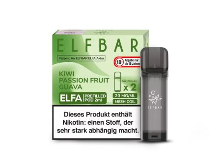 Elfbar Elfa Pod - 2 Stück - 20mg/ml Nikotinsalz - Kiwi Passion Fruit Guava / Passionsfrucht Kiwi Guave