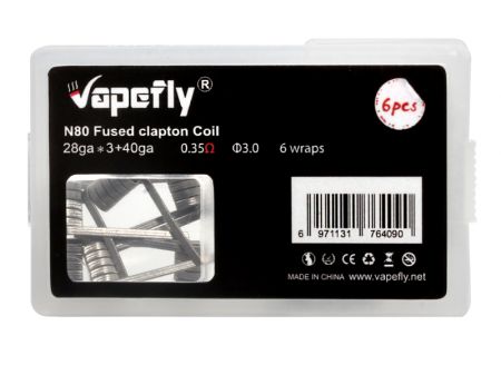Vapefly 6x Prebuild Ni80 Fused Clapton Coil 0.35 Ohm