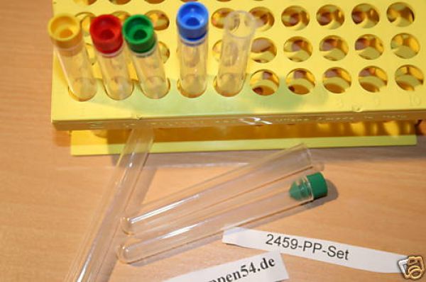 100 x 13 PP Rund 7 ml 100 Stck + Stopf 2459-PP-Set