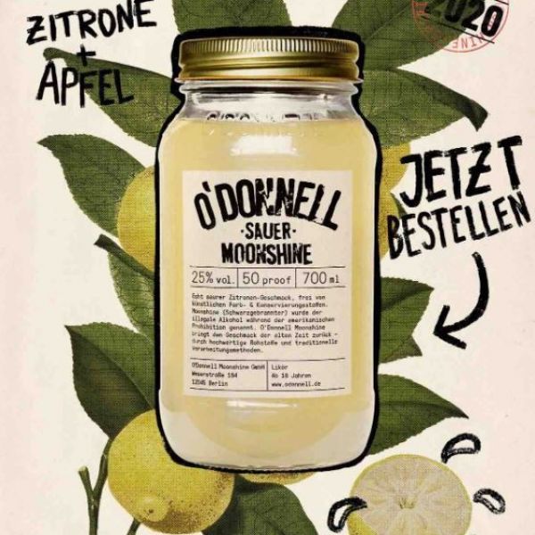 Sauer 25% vol. Likör von O'DONNELL MOONSHINE 700ml