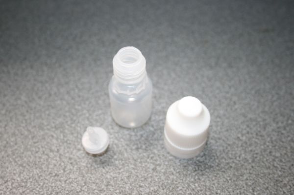5 ml - 1 Stück Rundflaschen Tropfflasche mit Kindersicherem OriginalitätsVerschluss weiss und Slim