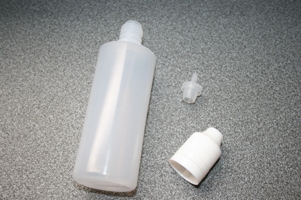 60 ml - 1 Stück Rundflaschen Tropfflasche mit Kindersicherem OriginalitätsVerschluss weiss und Slim